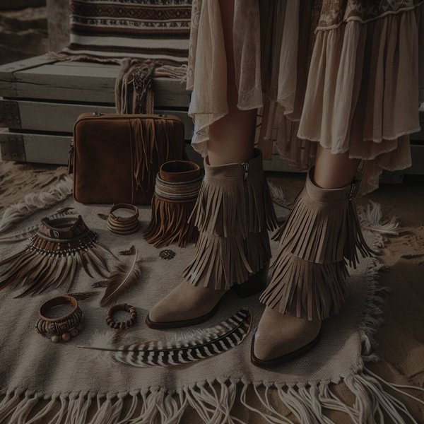 Quelle est la meilleure façon d'harmoniser des bottines à franges avec une tenue boho pour un concert en plein air ?